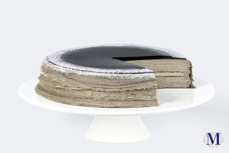 Black Sesame Mochi Mille Cr&ecirc;pes (Size: 6&rdquo; / 9&rdquo;)